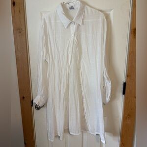 Jon & Anna Contemporary White Button-Up Dress Gauzy Maternity